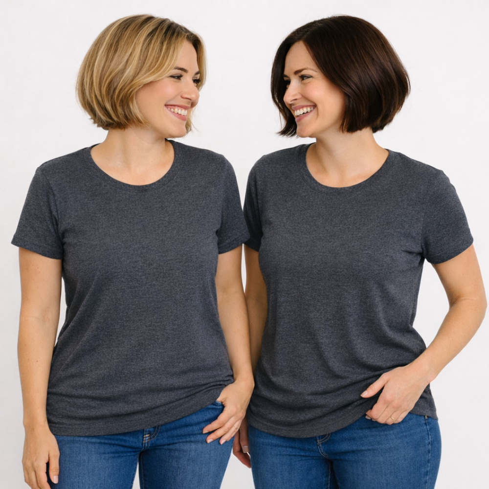 Women’s Regular-Fit Short Sleeve T-Shirts 2-Pack–Dark Gray Heather–Size L–NWOT